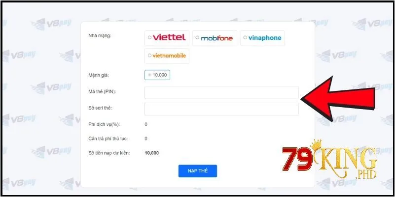 Nạp tiền 79KING 4 Phương thức cấp vốn bằng thẻ cào